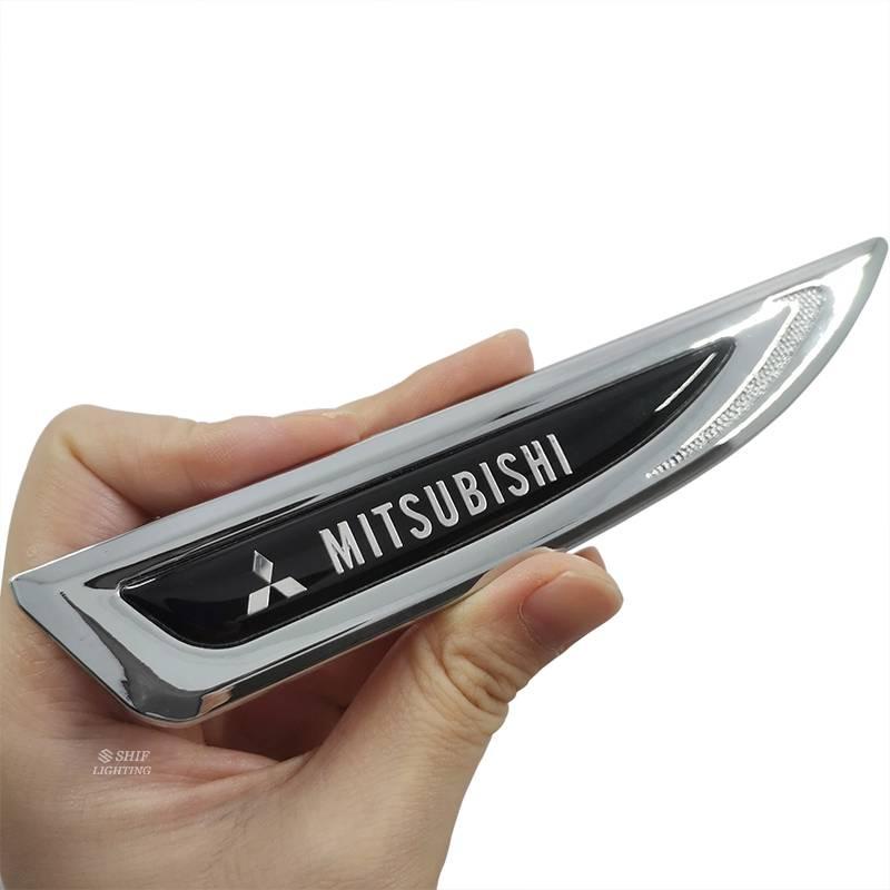 2 X Metal Mitsubishi Logo Car Auto Side Fender Decorative Emblem Badge Sticker Decal For MITSUBISHI