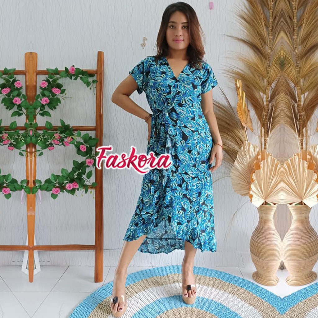 Dress Jumbo Ld 120 Party Dress / Dress Bali Panjang Jumbo / Dress Kimono Bali Murah Monstera