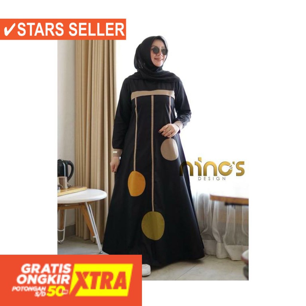 BAJU LEBARAN PAKAIAN MUSLIMAH SYARI BERGO BALOTELI / Gamis Ninos ( GM - 463 )
