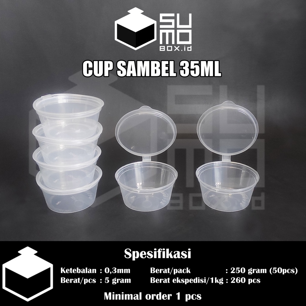 Foto Kontainer Saus Klip 35ml / Thinwall Wadah Plastik Cup Saos Sambal Mayonaise 35 ml Mini Anti Bocor