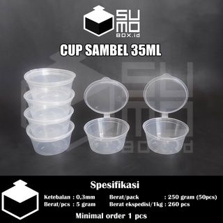 Kontainer Saus Klip 35ml / Thinwall Wadah Plastik Cup Saos Sambal Mayonaise 35 ml Mini Anti Bocor