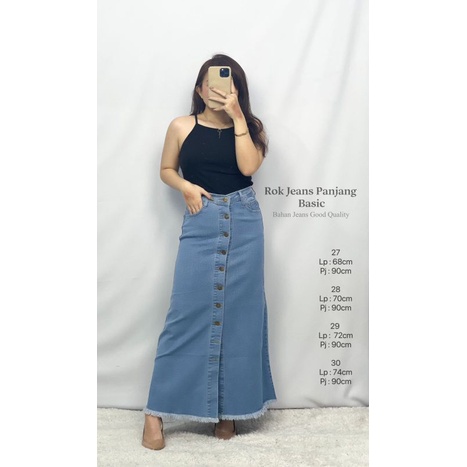 MDLV ~ ROK JEANS ROK JEANS PANJANG  BASIC PREMIUM ROK DENIM ROK KOREA FASHION IMPORT