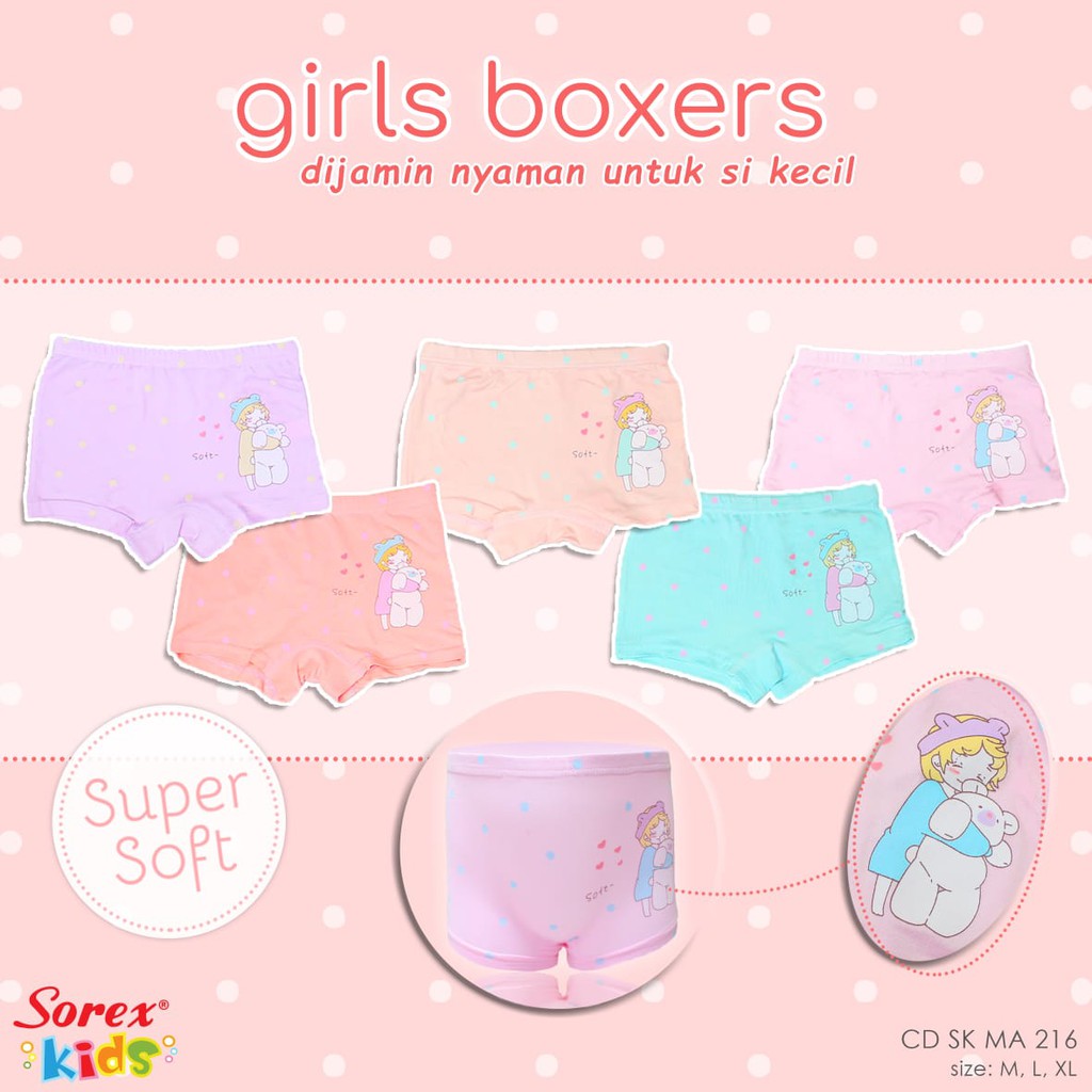 Celana Dalam Boxer Anak Merk Sorex - CD Anak Perempuan - Boxer Anak