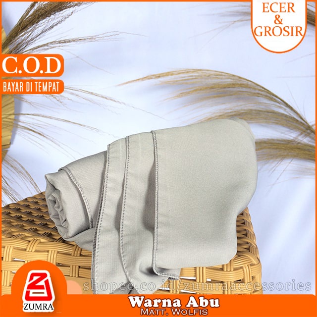 Pashmina Wolfis Super Jumbo 200 x 100 cm Pasmina Woolpeach Syari Premium Ala Malay Exclusive-Abu