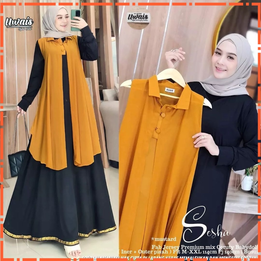 Rizkuna Sesha maxy Gamis + Rompi Dewasa TERLARIS Bandung Bahan JERSEY PREMIUM ADRHB21