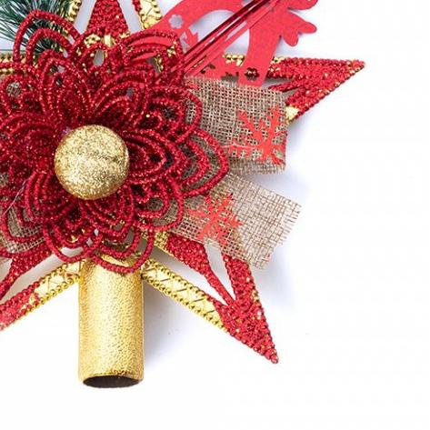 ♔ Hiasan Top Bintang Pohon Natal / Merah (Besar) - Pucuk Pohon Natal ❋