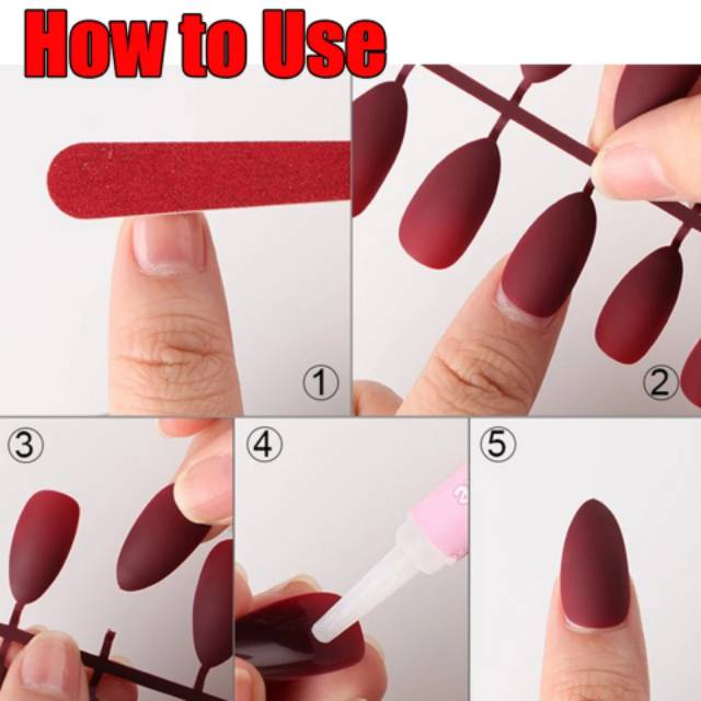 KUKU PALSU FAKE NAILS MATTE STILETTO STYLE  24PCS BAG 2 Y SERIES A