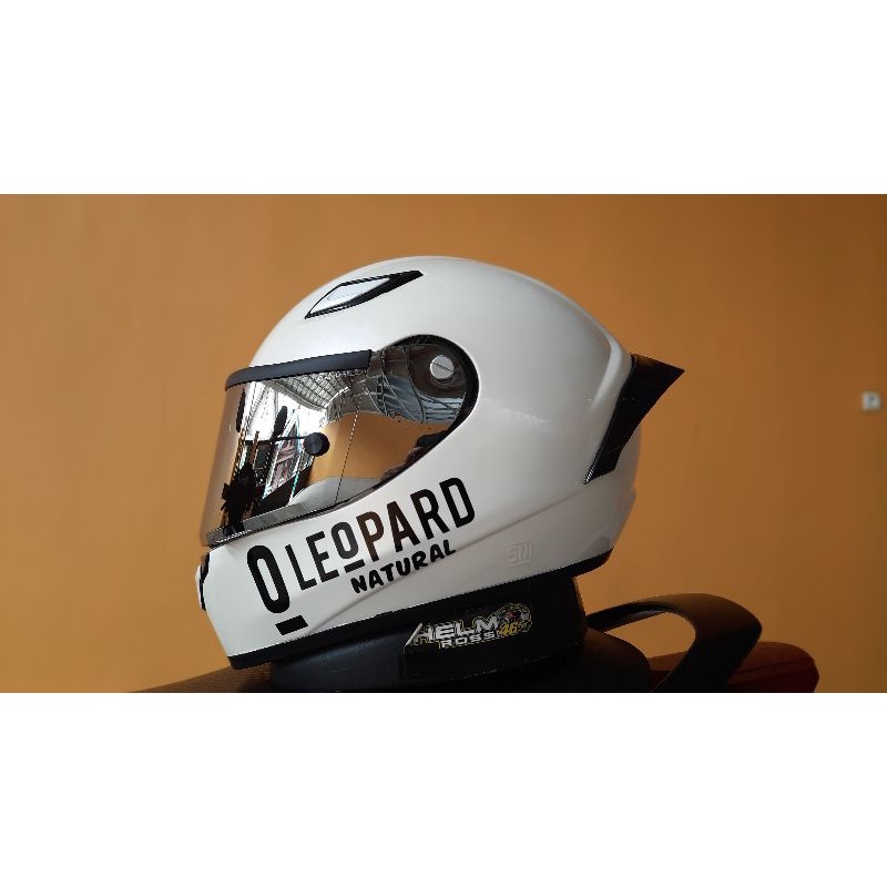 Sticker Helm Helmet Leopard Black Hitam Gold Putih Silver Chrome KYT TT COURSE stiker Cutting premium variasi paket ganteng