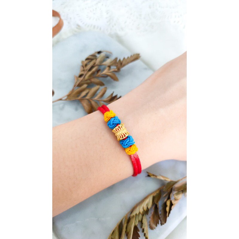 Gelang tali dan liontin silinder kekinian emas asli