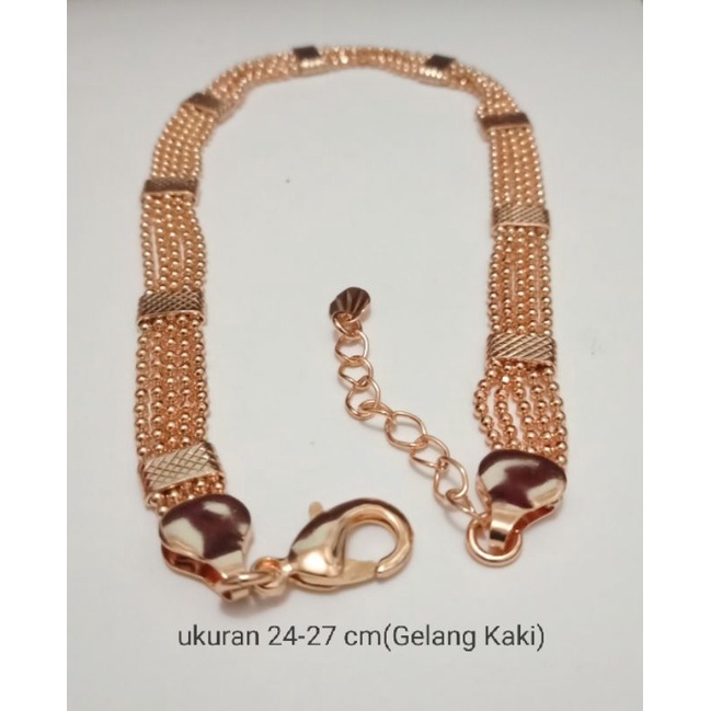 NK63. Gelang kaki xuping wanita lapis emas ukuran 24-27 cm