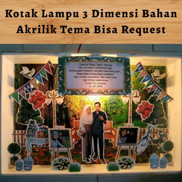 Lampu Tidur Akrilik 3 Dimensi / Lampu Hias Romantis / Kado Ultah Unik