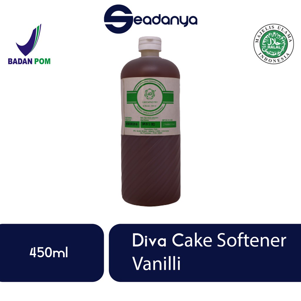 

Diva Cake Soft Vanila - Bahan Tambahan Pangan rasa Vanili - Pelembut Kue & Roti 600g (450ml)