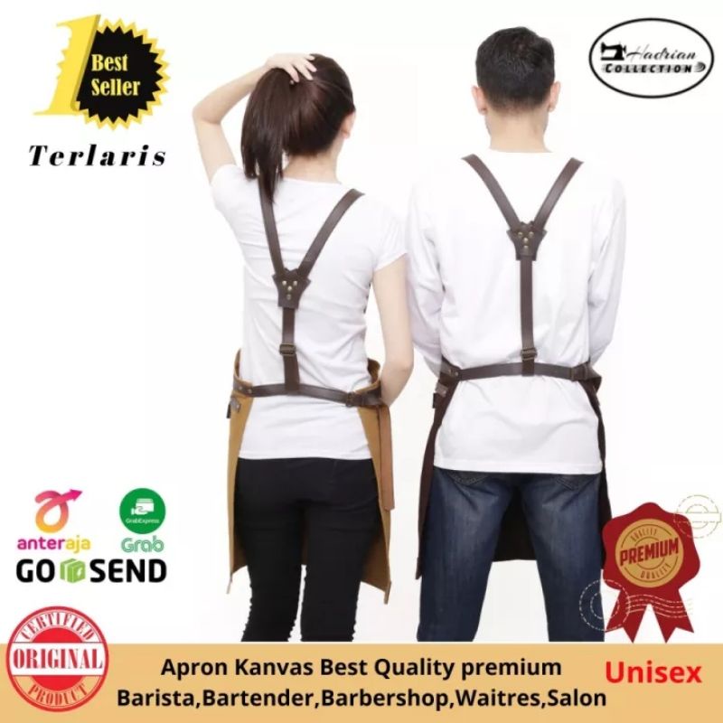 Celemek Apron Barista Canvas Leather Premium Quality Grade A |  Kain Super Tebal - NEW PRODUK