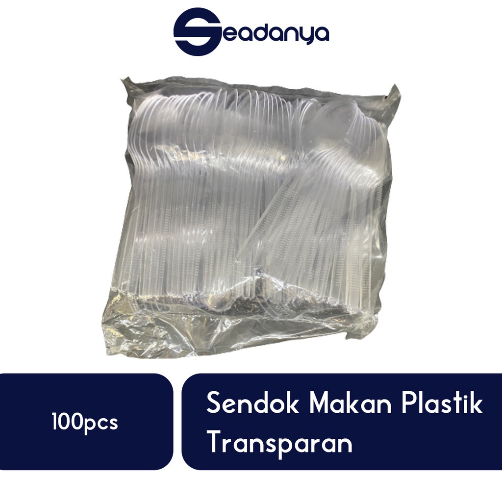 

Sendok Makan Plastik Transparan/Bening/Transparant 100pcs -Alat Makan/Sendok Nasi/Buah/Es