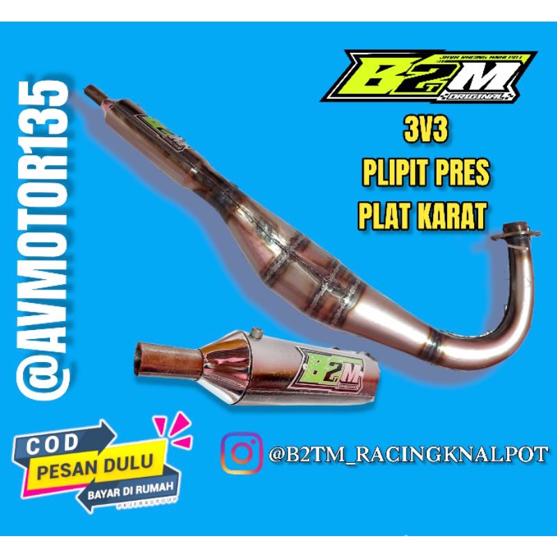 knalpot rx king knalpot kolong 3v3 plat karat b2tm racing ujung chrome original knalpot b2tm-1