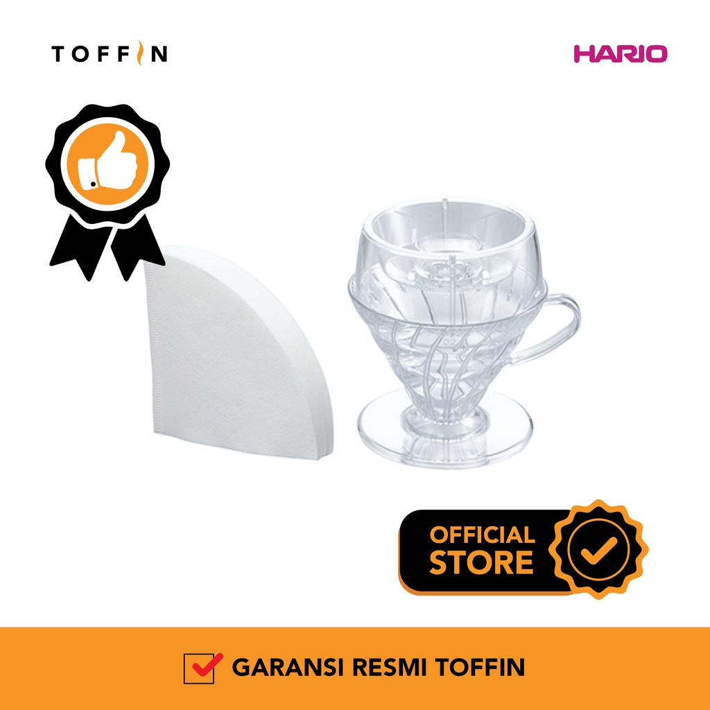 Hario V60 Drip Assist PDA-02-T, Alat Pembuat Kopi Manual Transparan 4 Cangkir