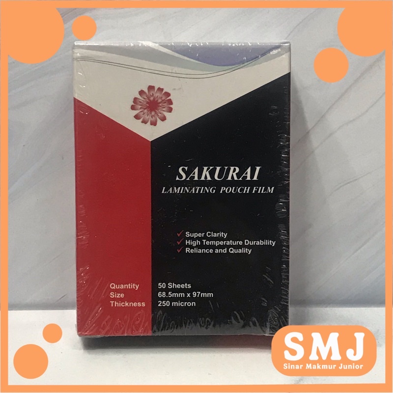 

LAMINATING KTP MEREK SAKURAI ISI 50 SHEETS 250 MICRON LAMINATING POUCH FILM