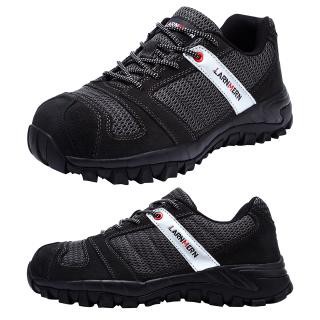 LARNMERN Men's Steel Toe Anti-smashing Safety Shoes Anti-puncture Construction Protective Work Boots Breathable Sneakers COD READY STOCK FOR JAKARTA FREE SOCKS