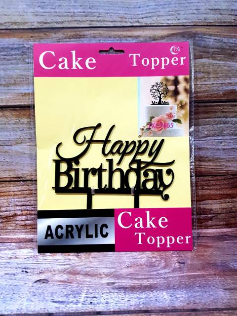 CAKE TOPPER HAPPY BIRTHDAY AKRILIK DEKORASI KUE ULTAH BDAY CAKE TUSUKAN TULISAN HAPPY BIRTHDAY