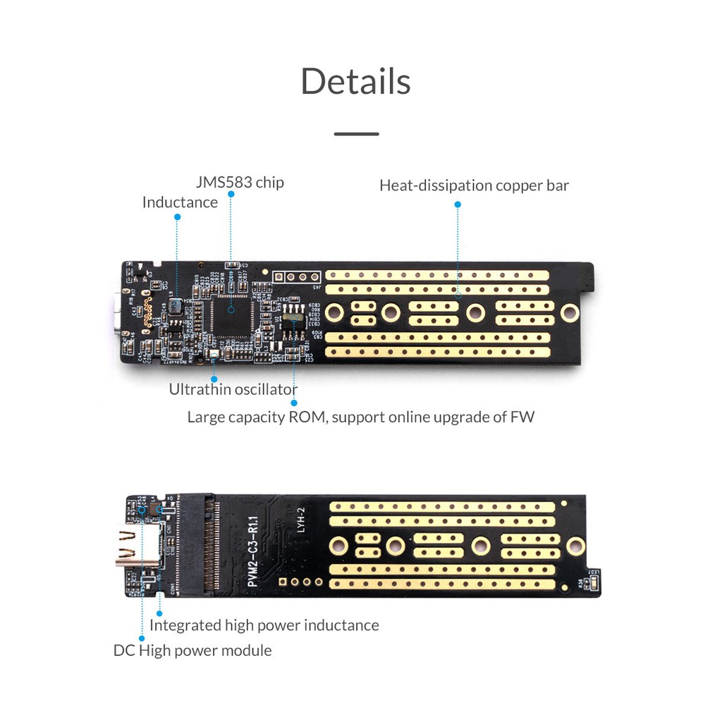 ORICO TCM2-C3 NVMe M.2 Transparent Case Enclosure for SSD up to 2TB - Casing Eksternal Khusus SSD