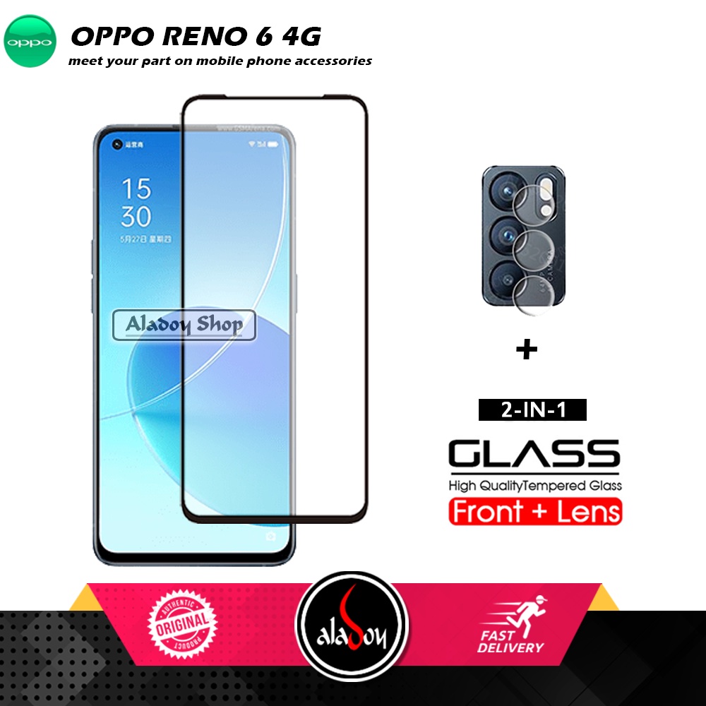 PAKET 2 IN 1 Tempered Glass Layar dan Camera Oppo Reno 6 4G