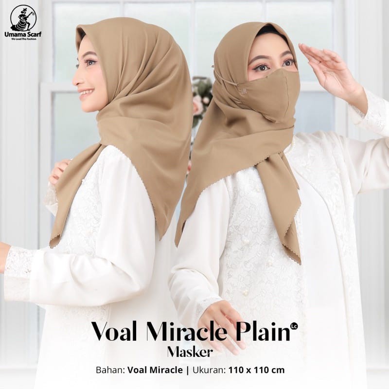 Hijab Segiempat Basic Voal Miracle Polos Kerudung Segiempat Basic Voal Miracle Umama set Masker Pasar Hija'b