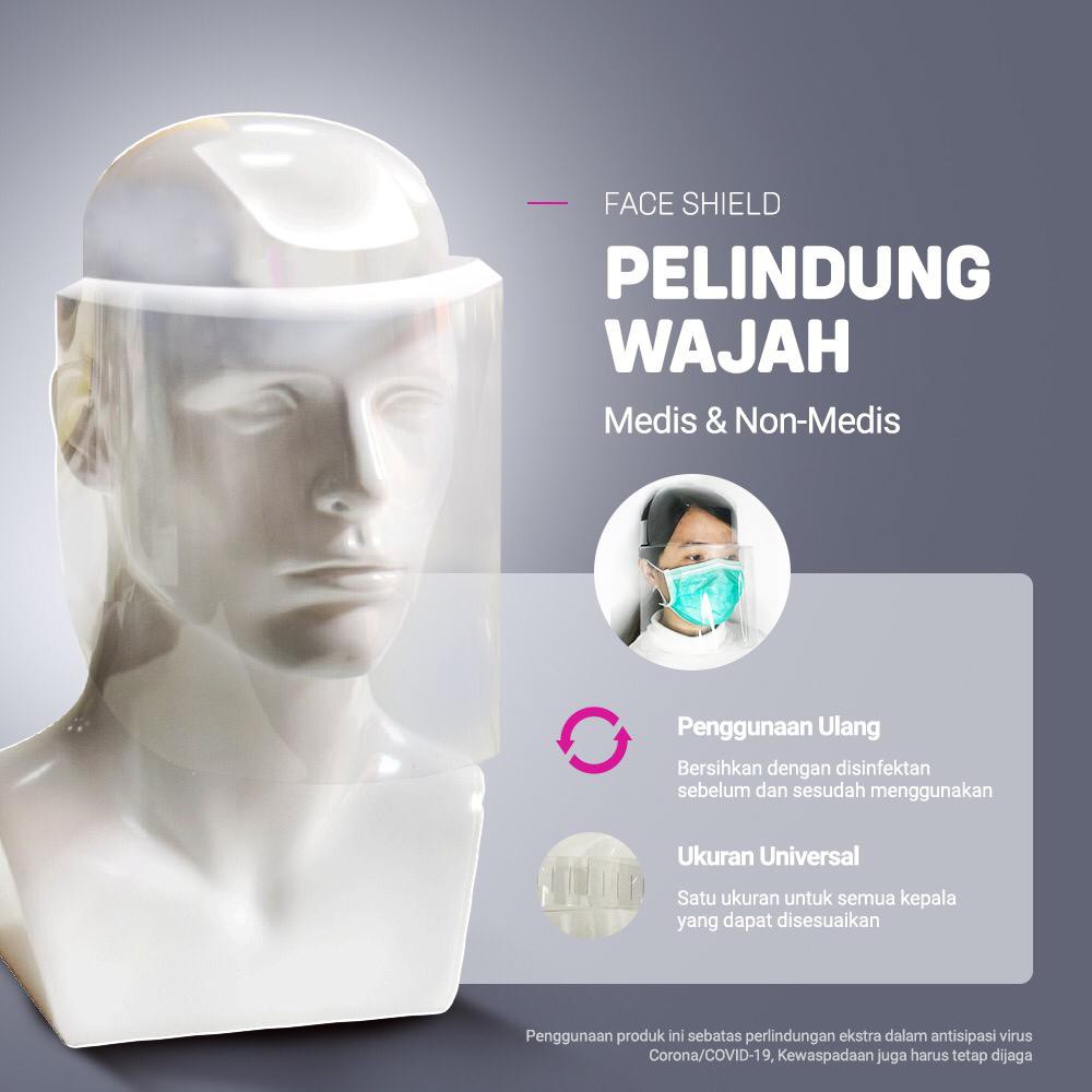 FACE SHIELD POLOS/ Pelindung Wajah/ Masker Mika