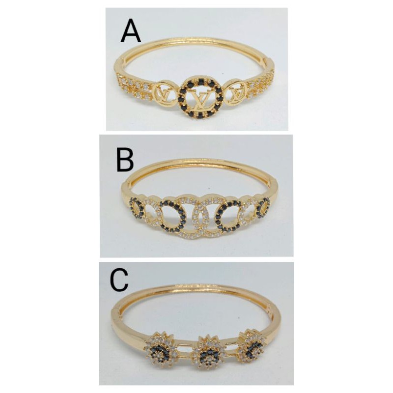 RJJ09. Gelang tangan xuping wanita dewasa lapis emas dgn mata zircon ukuran 5x6 cm oval