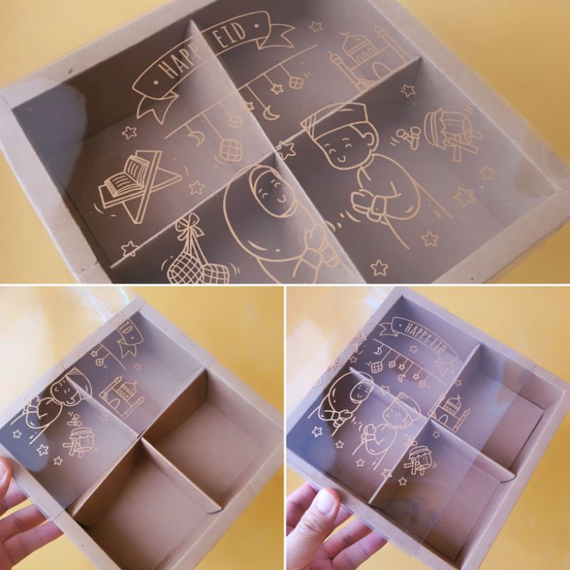 

Dus mika idul fitri sekat 4 Snowskin uk. 8.5x8.5 cm + tag ( 1 pack isi 5 pcd dus & tag )