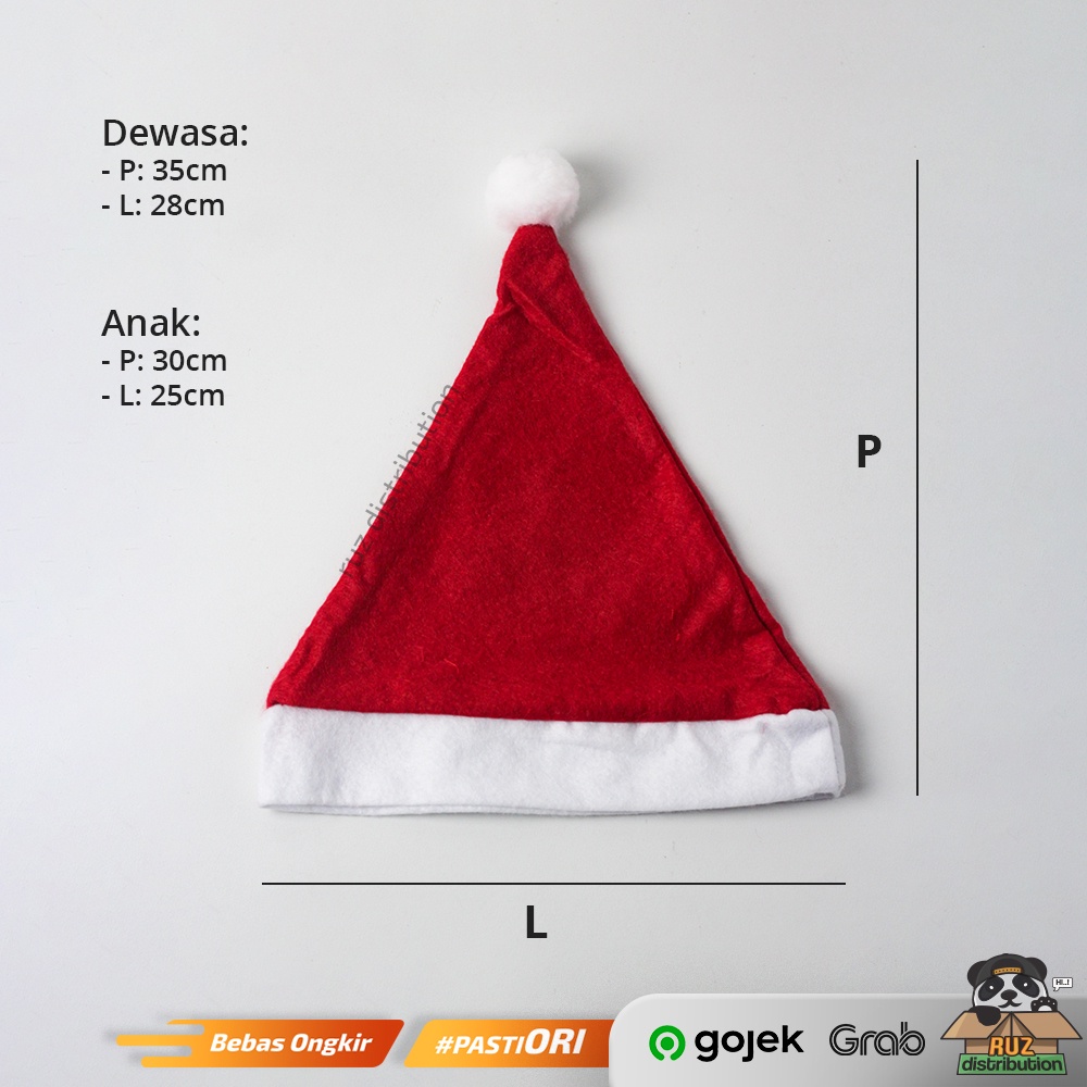 Topi Natal Santa Claus - Christmas Hat Anak Dewasa - Topi XMas