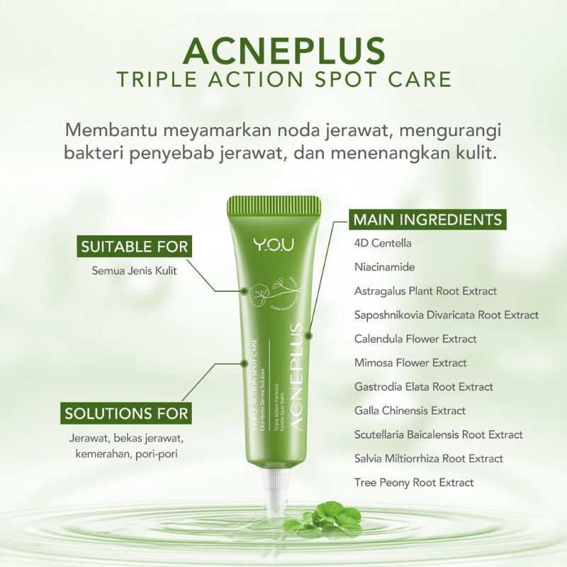 YOU AcnePlus Spot Care Acne Niacinamide 4D Centella Asiatica You Totol Jerawat