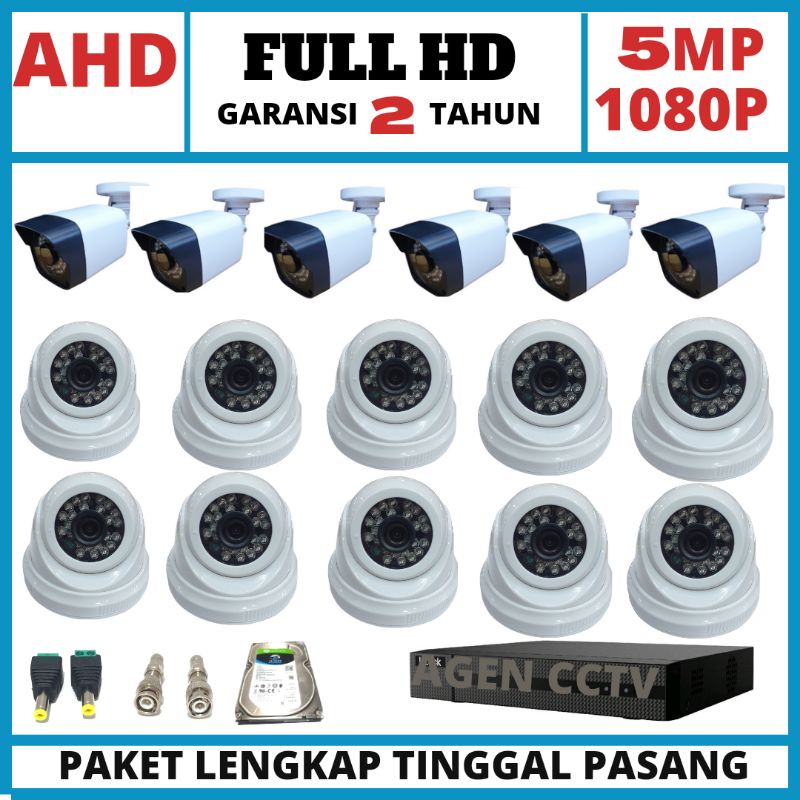 PAKET CCTV 16 CHANNEL 16 KAMERA LENSA 5MP 1080P FULL HD IR SONY  BEBAS PILIH JENIS KAMERA INDOOR ATAU OUTDOOR