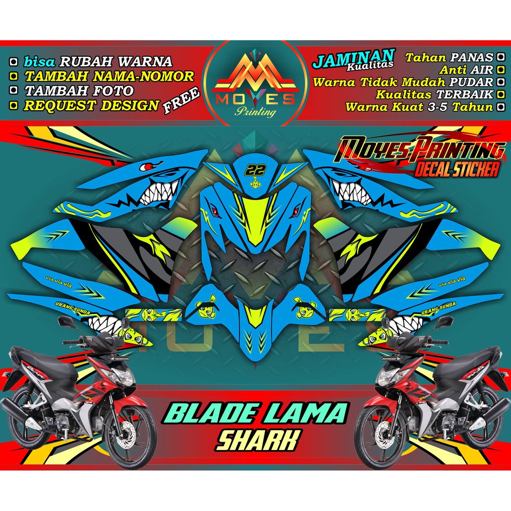 Stiker Decal honda blade cuztome decal blade motip keren striping decal motor honda blade