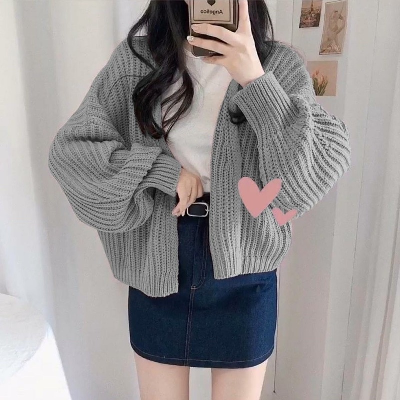 cardi lova crop rajut wanita / Cardigan Hazel rajut overaize premium