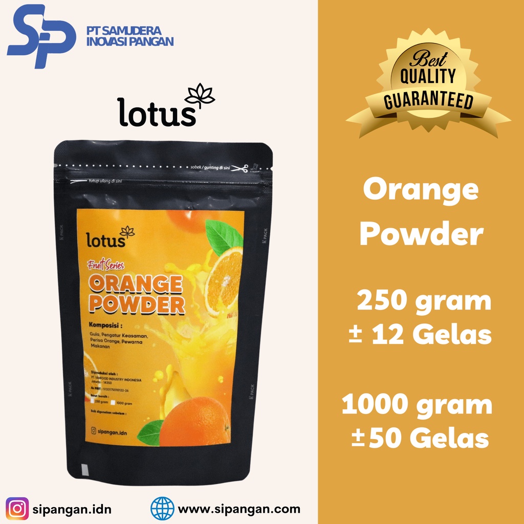 

Lotus Orange Powder - Bubuk Minuman Rasa Orange / Jeruk