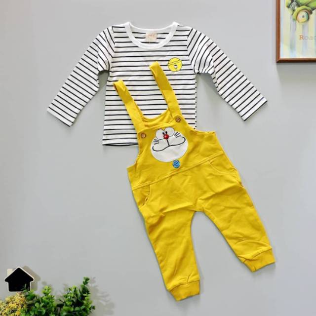 D000 - BAJU ANAK IMPORT SETELAN OVERALL DORAEMON (IMPORT)