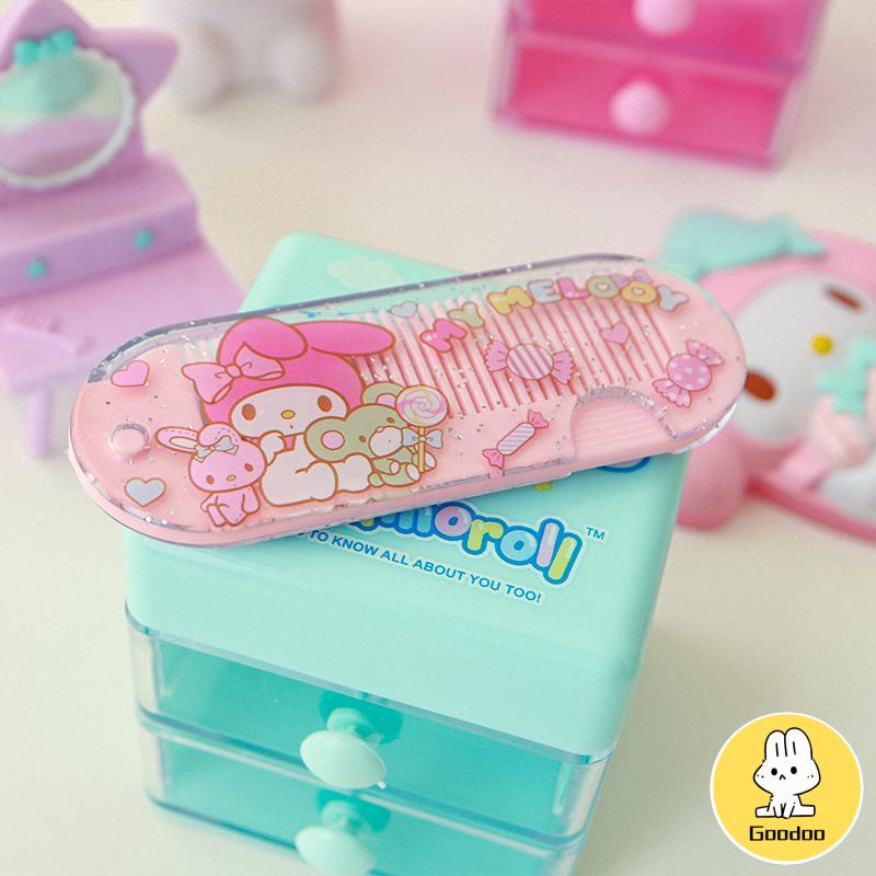 Sisir Kecil Plastik  Kartun Lucu Lipat Portabel Sisir Poni  Kuromi Melody Cinnamoroll Kitty -Doo