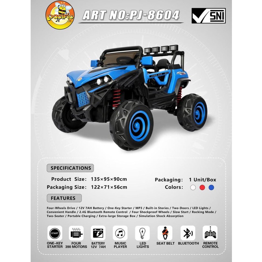 Mobil Mainan Rocking Mode Anak Aki RC Jeep Pacific PJ8604