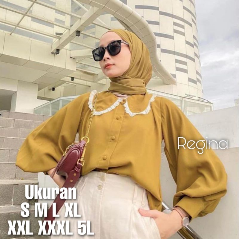 Regina Blouse Big Size Ukuran Size S M L XL 2XL 3XL 4XL XXL XXXL  XXXXL 2L 3L 4L 5L  Atasan Blouse Wanita Jumbo Atasan Big Size Kemeja Kerja Korea Over Size