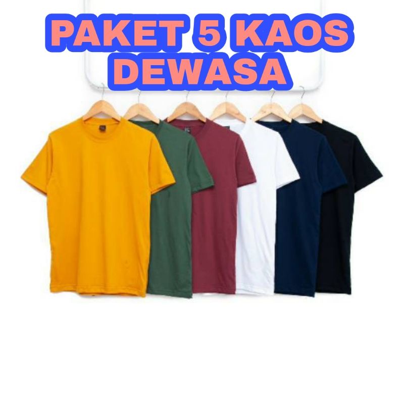 PAKET HEMAT KAOS POLOS ISI ( 5)PCS RANDOM