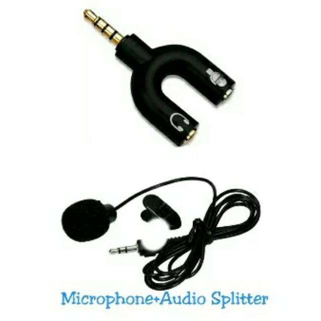 Ready microphone kabel jek Y U splitter shape rekaman vlog mic earphone headset hp 3.5mm clip on