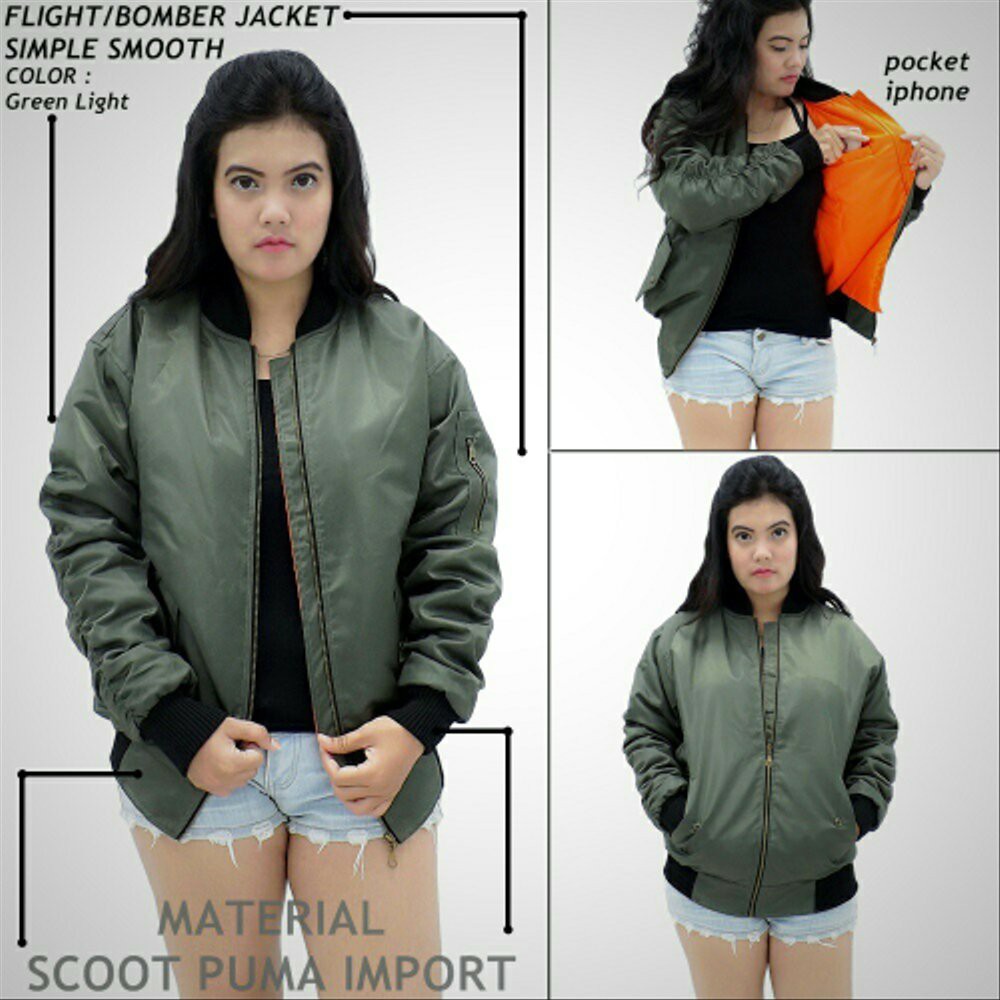 Jaket Bomber Polos Cewe / Jaket Pilot Wanita Taslan JN Waterproof / Jaket Motor Cewek Bikers Outdoor