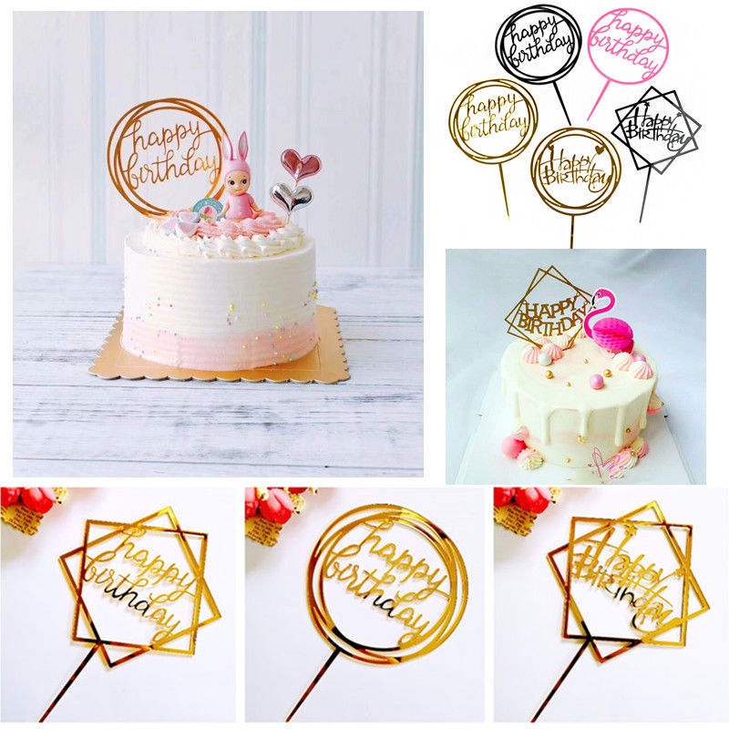 Topper Kue Cupcake Bahan Akrilik Untuk Dekorasi Pesta Ulang Tahun / Pernikahan