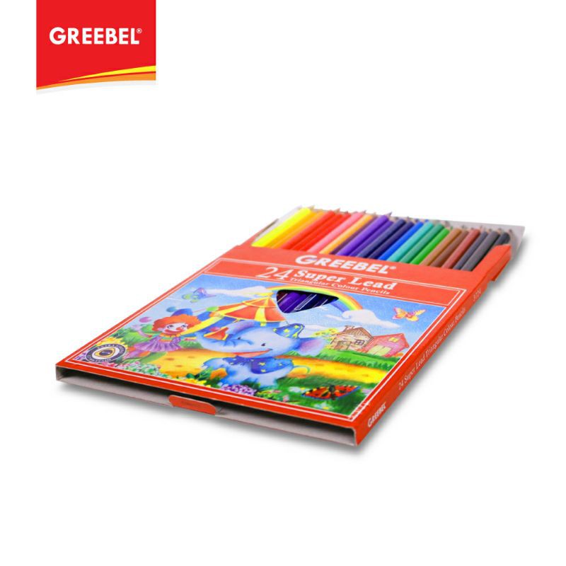 PENSIL WARNA / WARNA CERAH / BAHAN KUAT GREEBEL / GREEBEL PENCIL SUPER LEAD 3724 (triangluar)