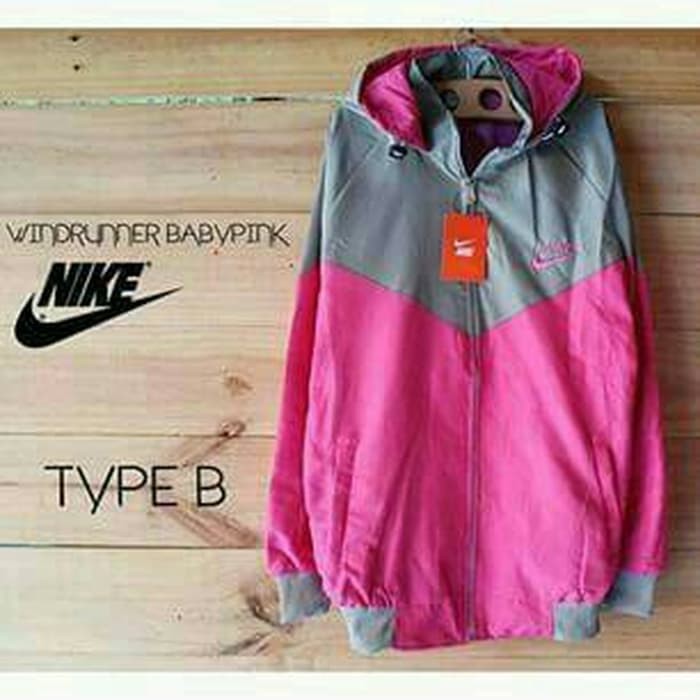 JAKET PARASUT NIKE WINDRUNNER WINDBREAKER BISA WATERPROOF ABU PINK