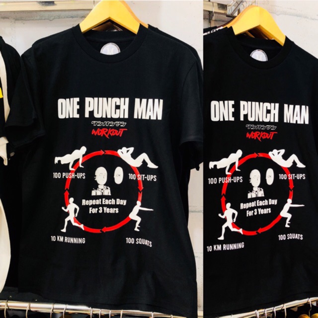 Kaos Saitama Workout One Punch Man Black