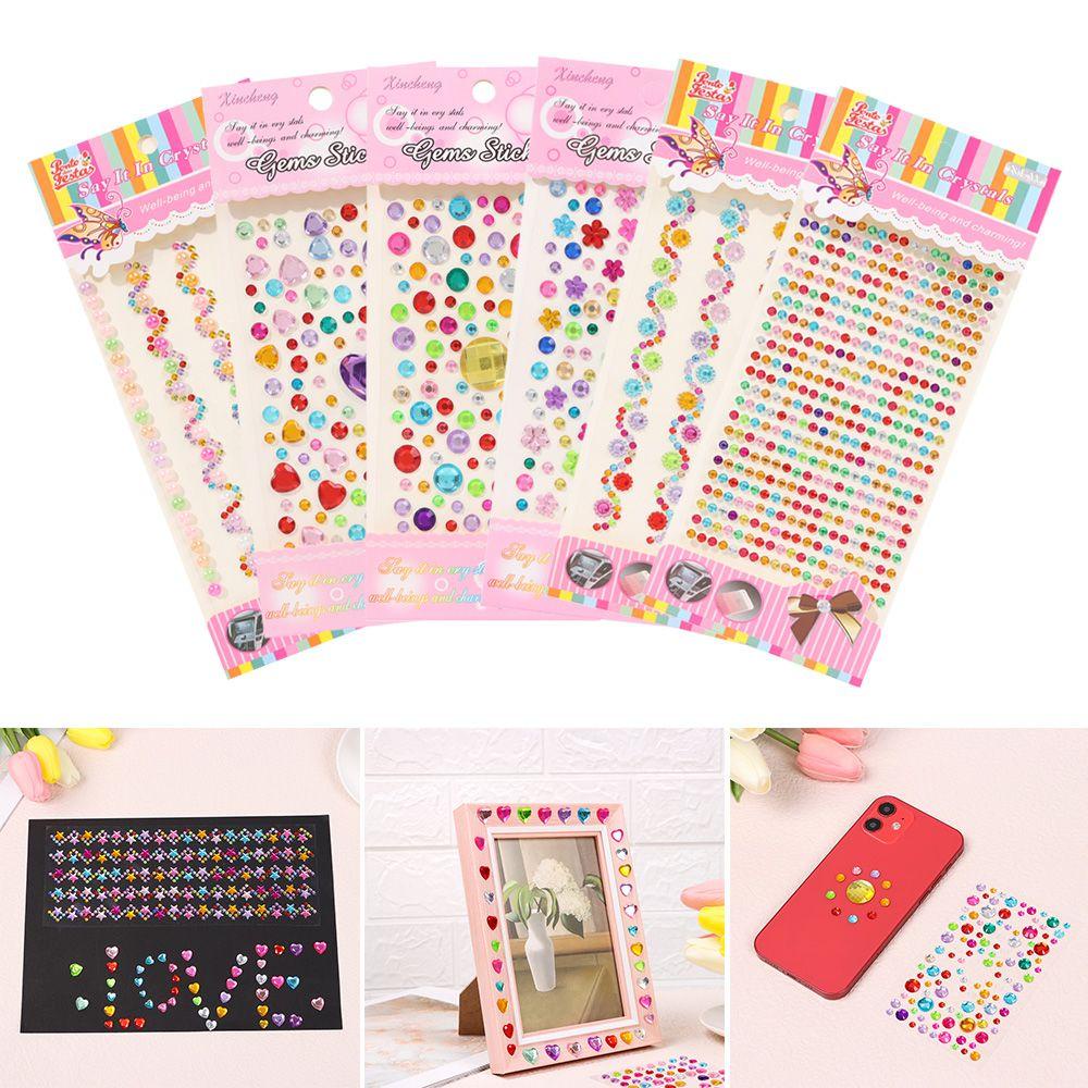 Populer Kristal Berlian Berlian Berlian Imitasi 3D Mainan Anak Handphone/PC Art Self Adhesive Scrapbooking Stickers