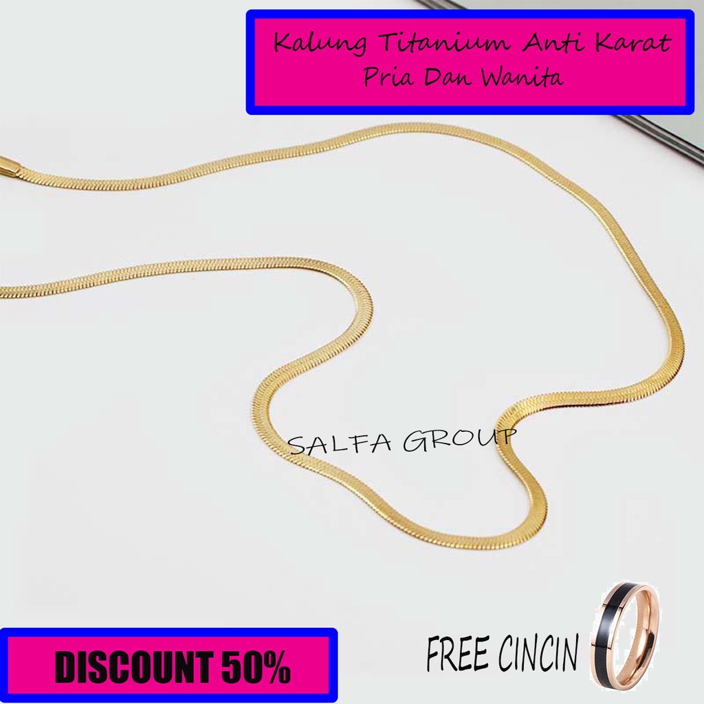 LAGI VIRAL - ASLI 100% TITANIUM / KALUNG TITANIUM IMPORT / KALUNG TITANIUM PRIA &amp; WANITA ANTI KARAT / KALUNG LAPISAN EMAS ANTI KARAT / FREE CINCIN