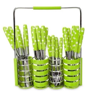 ES554 CUTLERY SET 24 IN 1 SENDOK SENDOK POLKADOT SET ISI 24 ALAT MAKAN DAPUR