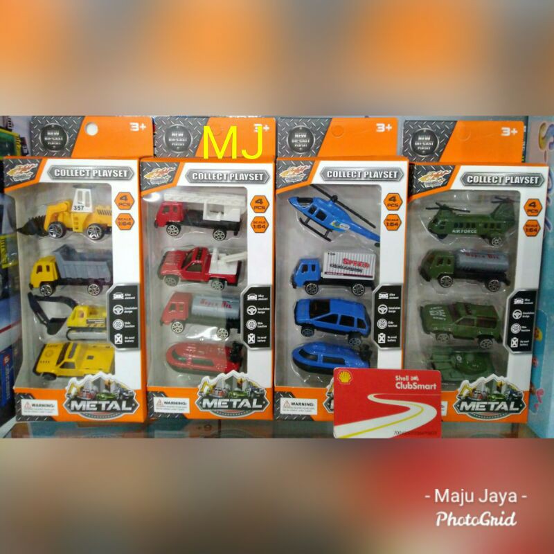 LA 273 Mainan Diecast collect playset metal 4 pcs helikopter truck boat traktor tank helicopter deco
